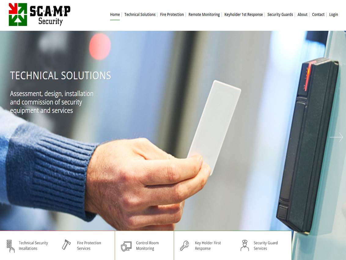 Website design Beverley Website Design Hull for SCAMP Security responsive web design by Weborchard