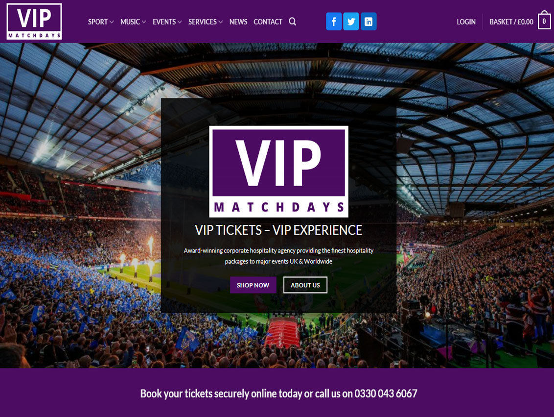 Ecommerce Website Design Beverley by Weborchard for VIP Matchdays Hospitality packages
