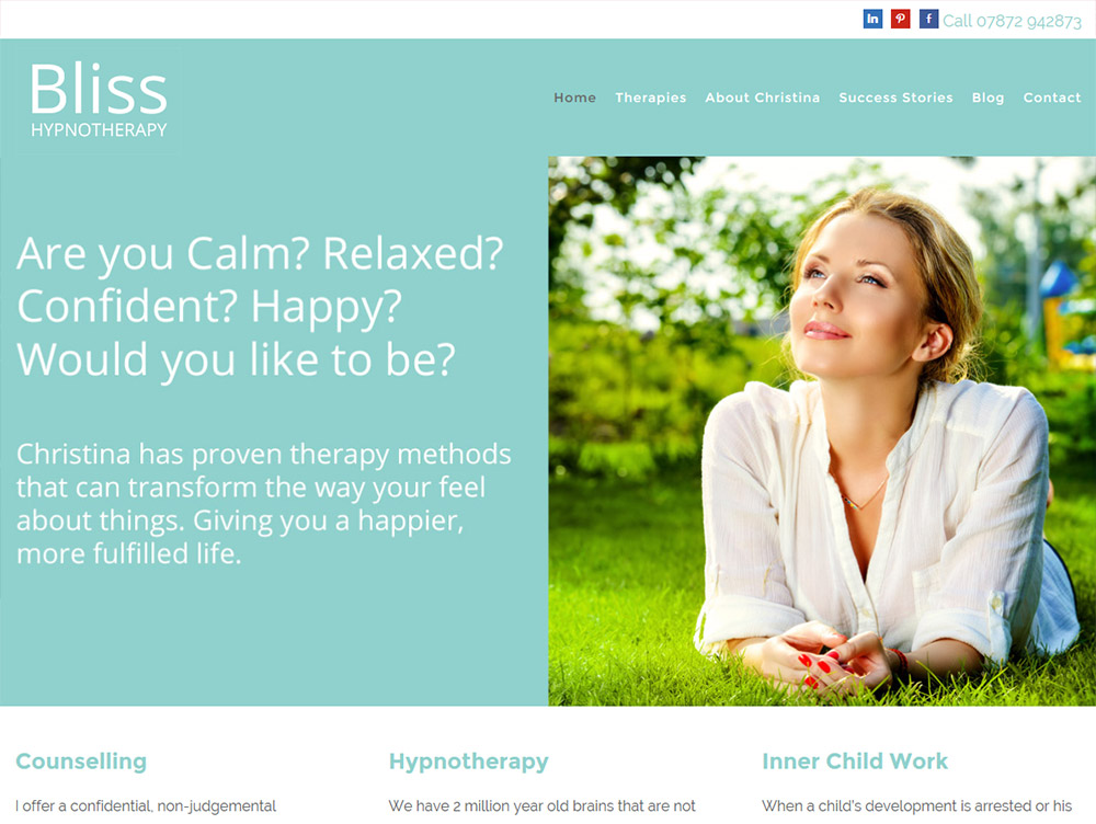 Website Deisgn Hull Beverley East Yorkshire by Weborchard - Bliss Hypnotherapy Responsive Website Design