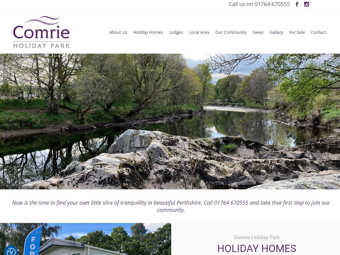 Beverley Website Design by Weborchard - Web Design for Comrie Holiday Park in Comrie Scotland